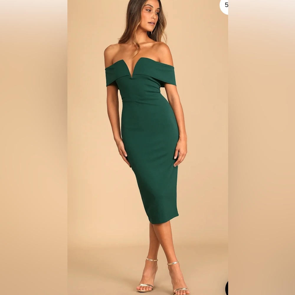 Lulu's Green Off-Shoulder Midi Dress